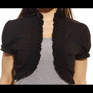 Black large bolero wrap short sleeve, high neck